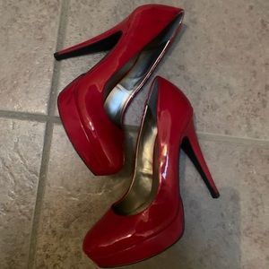 Cherry-Red Patent Platform Heels